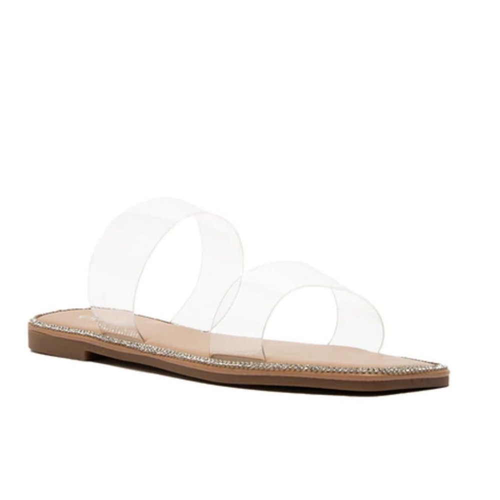 !! NEW !! Embellished Double Strap Square Toe Sandals in Rose Gold - Picture 11 of 12